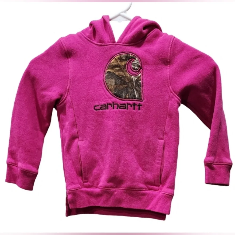 Carhartt girls pink & camo hoodie, size 4 - Picture 6 of 6